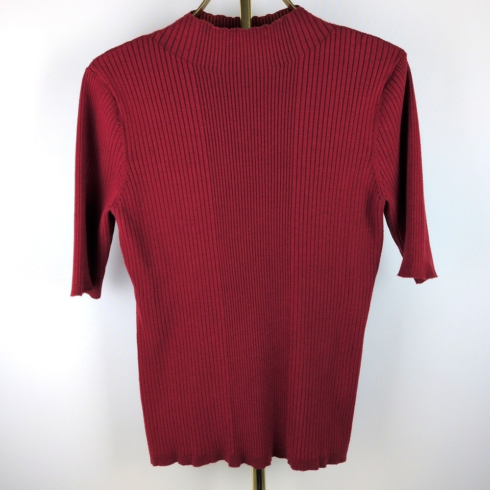 INC International Concepts Women XL Sweater Burgundy Ribbed Mock Neck Knit Top